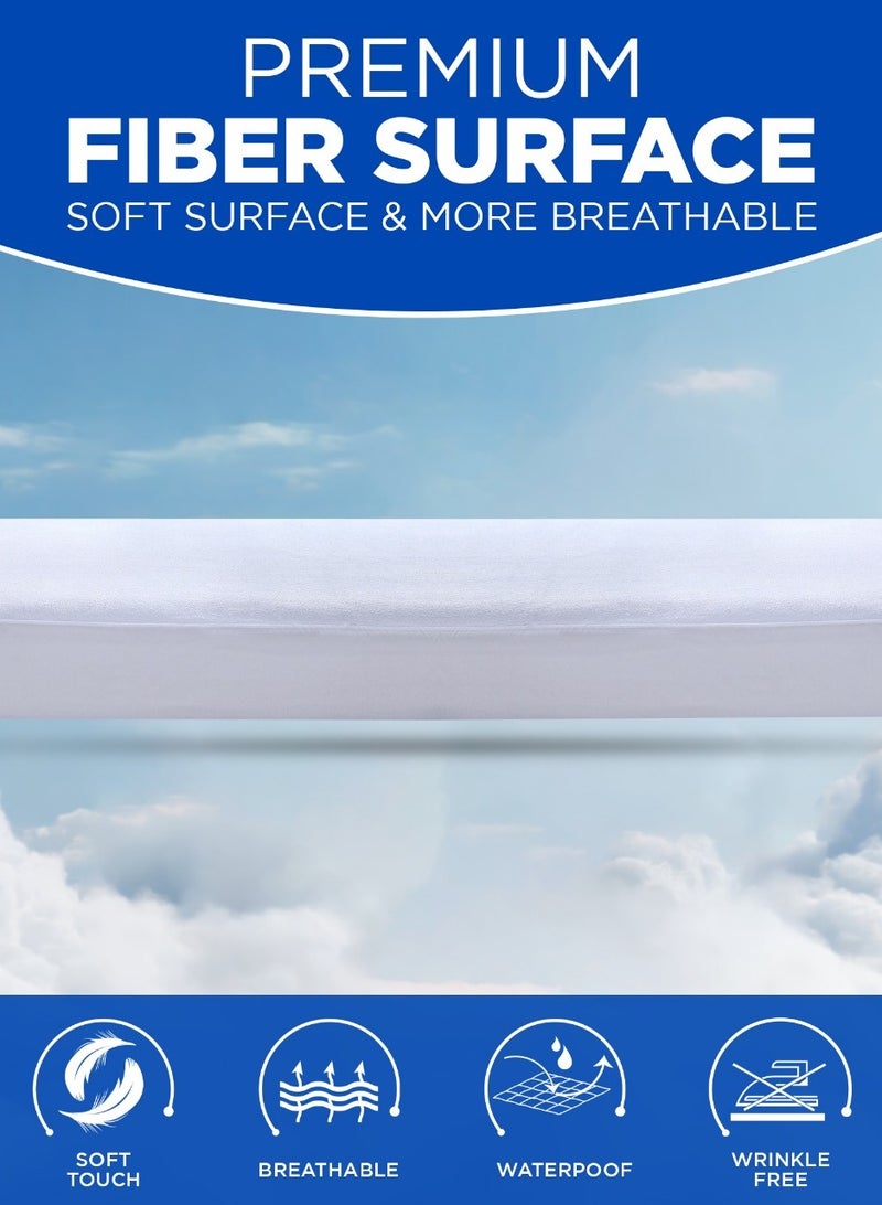 إنفينيتي اكسكلوسيفز واقي مرتبة إنفينيتي إكسكلوسيف المقاوم للماء بنسبة 100% - طبقة علوية من القطن بنسبة 100% - فائق النعومة - جيوب عميقة 30 سم، غطاء مرتبة ملائم - Image 3