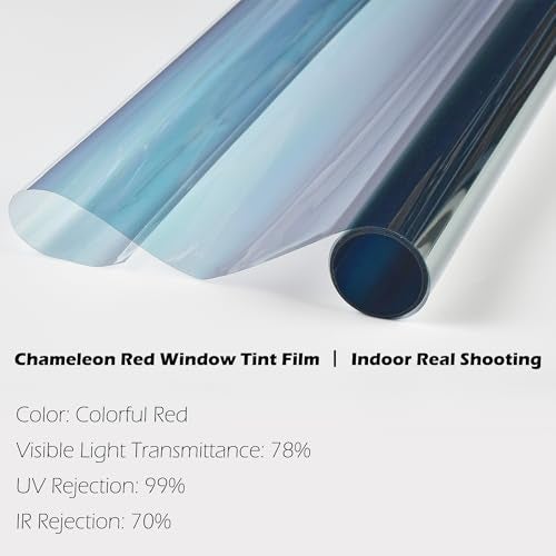 AuMoHall Chameleon Red Blue Car Window Tint 78% VLT Windshield Tint Film Solar Protection, 19.68" x 118.11" - Image 2