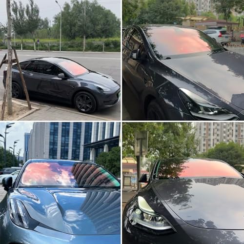 AuMoHall Chameleon Red Blue Car Window Tint 78% VLT Windshield Tint Film Solar Protection, 19.68" x 118.11" - Image 5