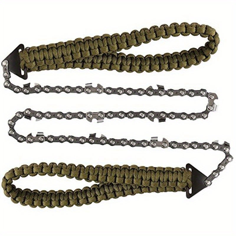 Outdoor Hand Saw Portable Chain Saw with Paracord Handle, Emergency Survival Gear, Camping Folding Chainsaw for Wood Cutting
