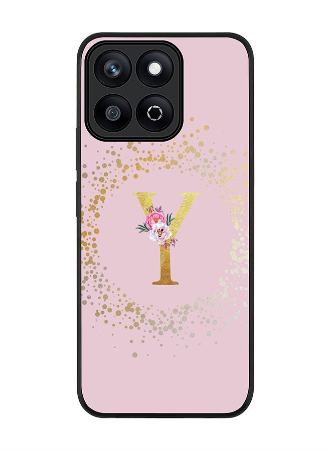 Stylizedd For Honor X7c 4G Case,Slim fit Camera Protection, Shockproof Thin Phone cover  - Custom Monogram Floral - Y  (Pink ) - Image 1