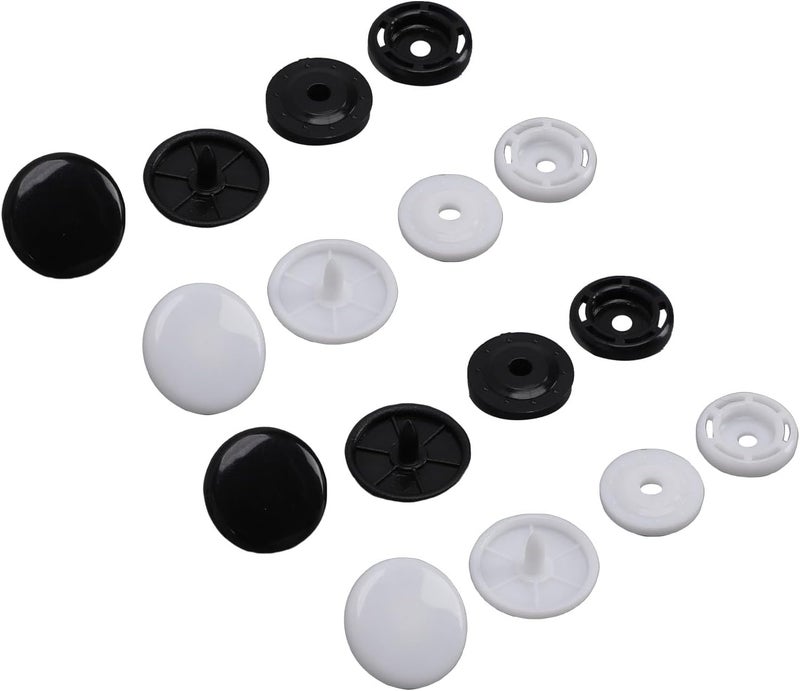 Zopsc Snap Button Fastener Kit 200 Sets T8 Plastic Snaps Black and White for Towels Bags Umbrellas Baby Clothing - Image 2