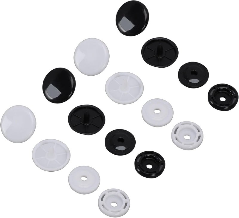 Zopsc Snap Button Fastener Kit 200 Sets T8 Plastic Snaps Black and White for Towels Bags Umbrellas Baby Clothing - Image 4