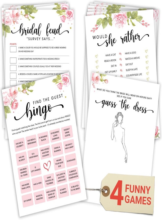 STOFINITY Hilarious Bridal Shower Games 25 Guests - Set of 4 Wedding Shower Games for Reception, Fun Guess The Dress Bingo Game, Bridal Party Game for Bridal Shower Decorations (5"x7") - Image 1