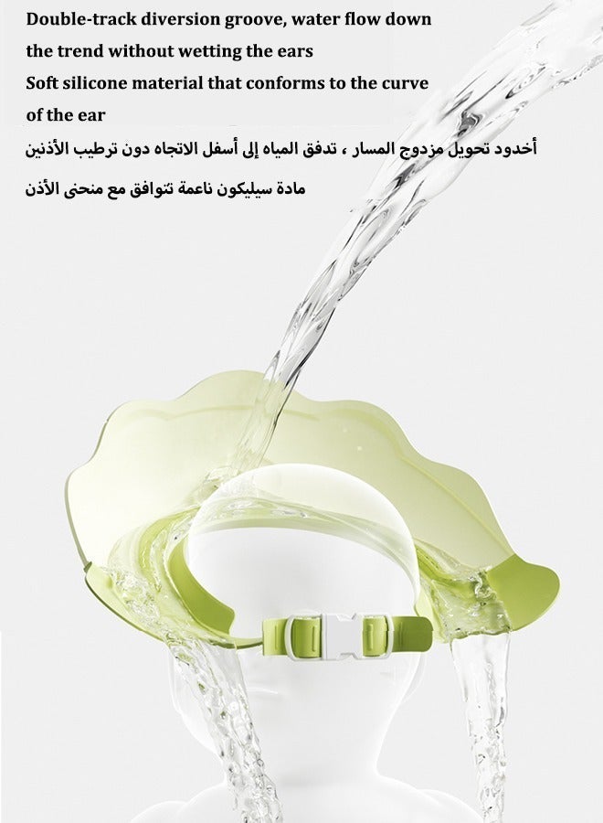 آيسيورا قبعة استحمام للأطفال، قبعة استحمام من السيليكون قابلة للتعديل، قبعة استحمام مقاومة للماء، قبعة استحمام لحماية الأذن للأطفال، شكل أسد لطيف، مناسبة للأطفال - Image 3