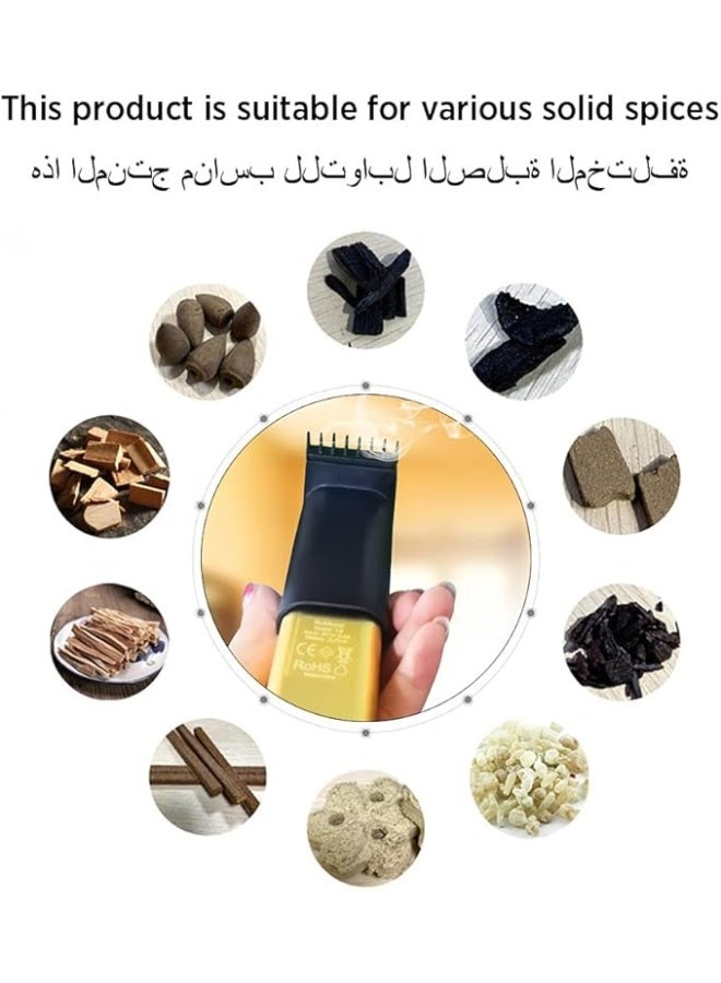 Macon Rechargeable Electronic Incense Burner for Oud & Bakhoor ,Mini Portable Aromatherapy Diffuser with USB Charging, Safe & Flameless Design (Gold) - Image 5