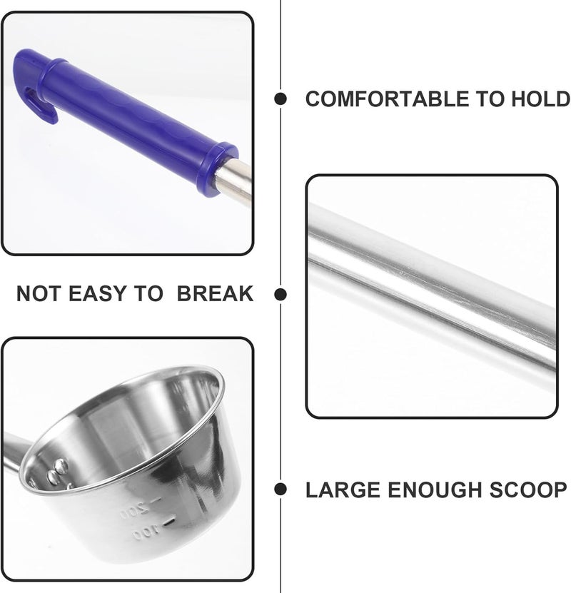 Garneck Stainless Steel Water Scoop with Hook, 15" Long Handle Deep Ladle Dipper, Multipurpose Kitchen and Household Soup Ladle, Wear-resistant Metal Spoon for Bath and Cooking Use - Image 2