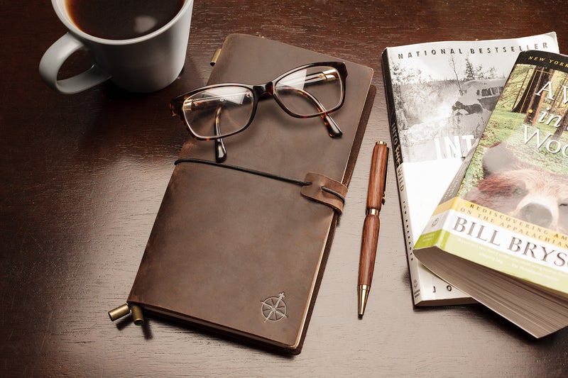 Wanderings Leather Travelers Notebook - 8.5x4.5" - Wanderings Refillable Travel Journal - Hand-Crafted Genuine Leather Journal for Writing Poets Travelers as a Diary or Life Planner - Blank Inserts - Image 3