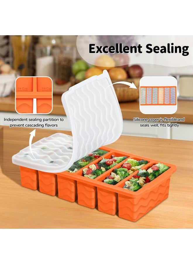 Doasuwish 3-Pack Silicone Freezer Trays with Lid,2 Large 2-Cup(500ml)&4 Medium 1-Cup(125ml)&6 Small 1/2-Cup(75ml) Soup Freezer Container Molds,Ice Cube Tray For Meal Prep&Freezing Soup,Stews,Sauces - Image 4