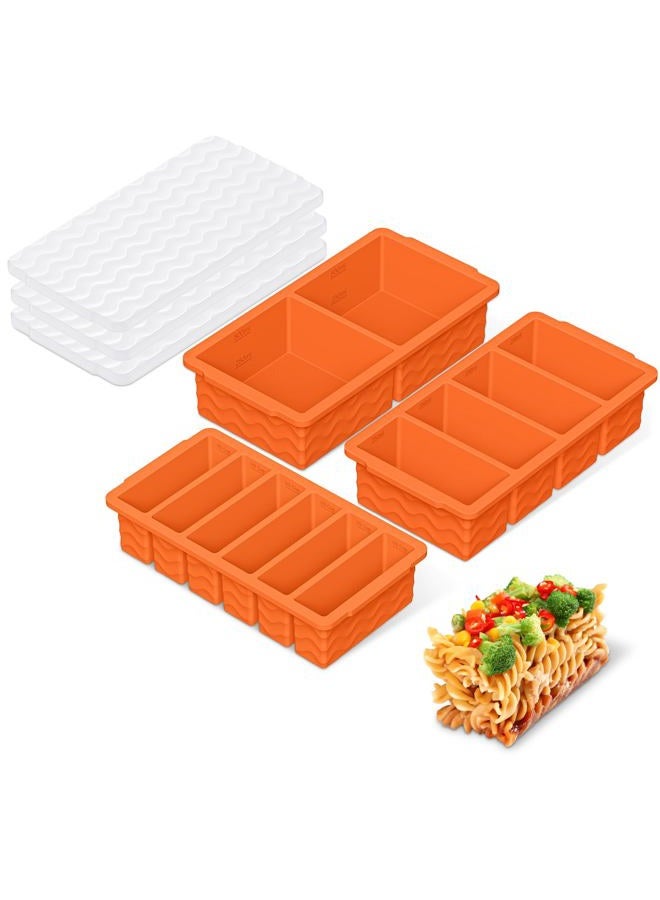Doasuwish 3-Pack Silicone Freezer Trays with Lid,2 Large 2-Cup(500ml)&4 Medium 1-Cup(125ml)&6 Small 1/2-Cup(75ml) Soup Freezer Container Molds,Ice Cube Tray For Meal Prep&Freezing Soup,Stews,Sauces - Image 1