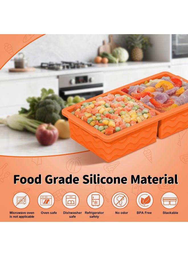 Doasuwish 3-Pack Silicone Freezer Trays with Lid,2 Large 2-Cup(500ml)&4 Medium 1-Cup(125ml)&6 Small 1/2-Cup(75ml) Soup Freezer Container Molds,Ice Cube Tray For Meal Prep&Freezing Soup,Stews,Sauces - Image 2