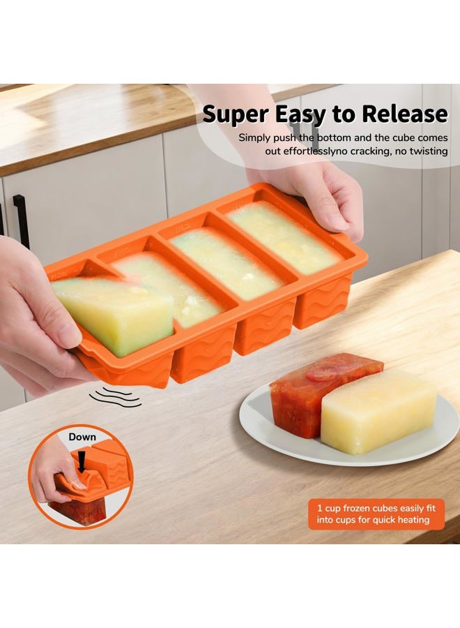 Doasuwish 3-Pack Silicone Freezer Trays with Lid,2 Large 2-Cup(500ml)&4 Medium 1-Cup(125ml)&6 Small 1/2-Cup(75ml) Soup Freezer Container Molds,Ice Cube Tray For Meal Prep&Freezing Soup,Stews,Sauces - Image 5
