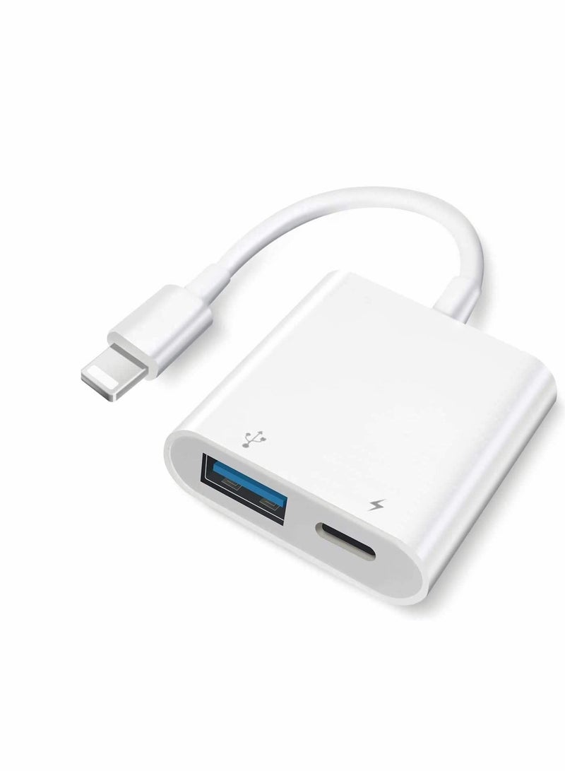NIBEMINENT Suitable for Iphone/Ipad Usb Adapter, Otg Camera Plug And Play, With Fast Charging Port, Compatible Card Reader/Usb Flash Drive/Keyboard/Mouse  - Image 1