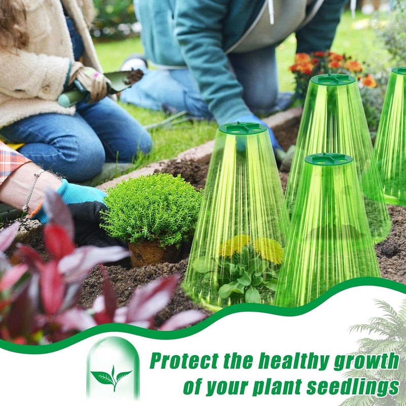 Excefore 20 Pack Garden Plant Protection Cloches with Ventilation, Reusable Bell Shaped Plant Covers, Frost and Pest Resistant Domes for Seedlings Vegetables Flowers, 9.18" H x 7.56" D Green - Image 2