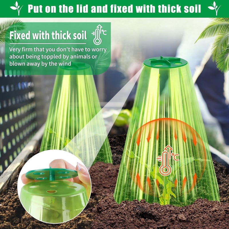 Excefore 20 Pack Garden Plant Protection Cloches with Ventilation, Reusable Bell Shaped Plant Covers, Frost and Pest Resistant Domes for Seedlings Vegetables Flowers, 9.18" H x 7.56" D Green - Image 5
