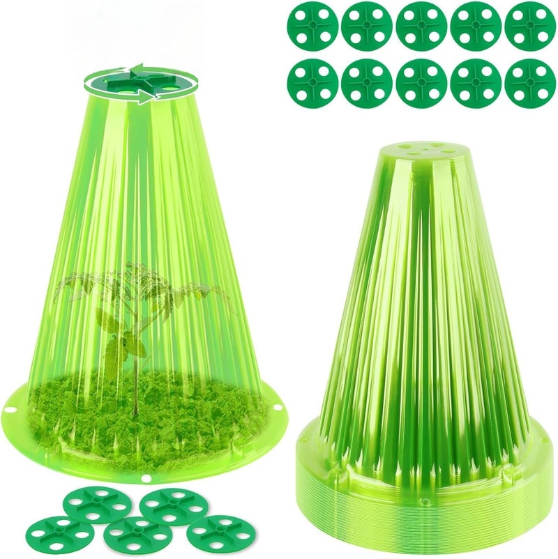 Excefore 20 Pack Garden Plant Protection Cloches with Ventilation, Reusable Bell Shaped Plant Covers, Frost and Pest Resistant Domes for Seedlings Vegetables Flowers, 9.18" H x 7.56" D Green - Image 1