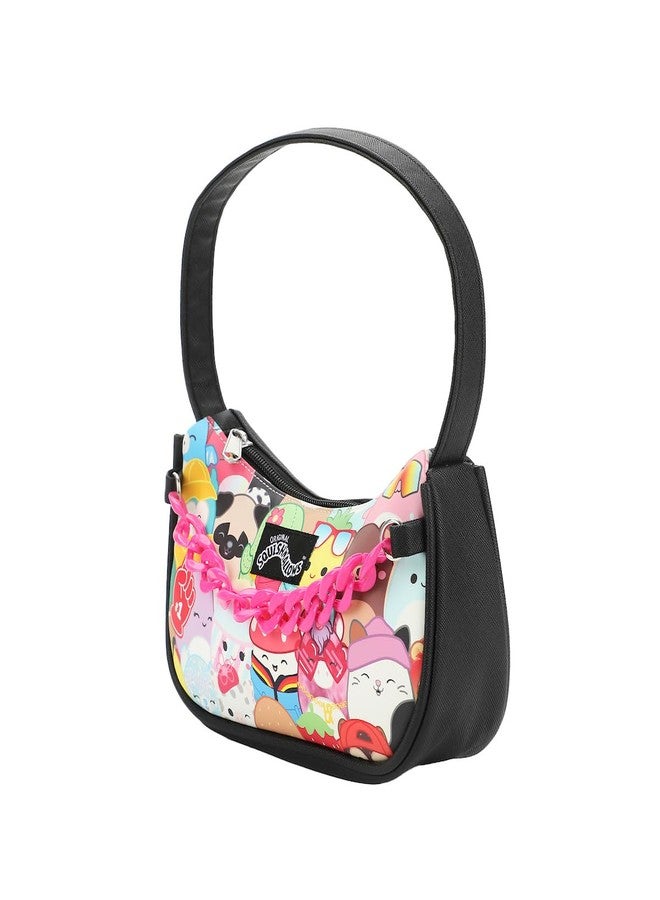 Bioworld Squishmallows Handbag 4-Piece Gift Box Set Character Collage Design Purse with Pink Chain and Collectible Rubber Charms - Image 4