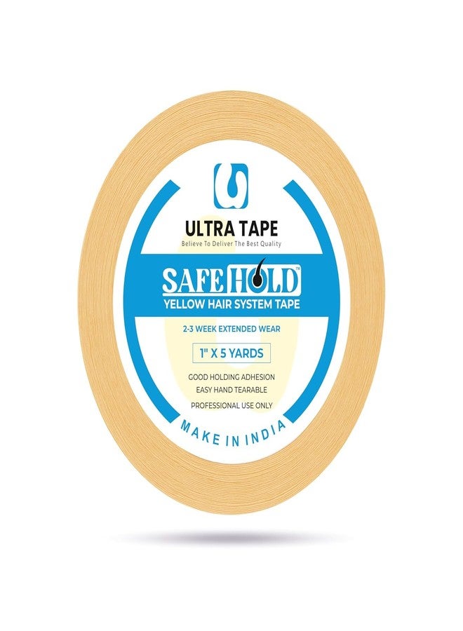 SAFEHOLD Hair Patch Yellow Tape Ultra Hold Double-Sided Waterproof Tape for Wigs and Hair Patches Cotton-Cloth Adhesive with Maximum Hold up to 2 Weeks (1 INCH * 5 YARDS) - Image 1