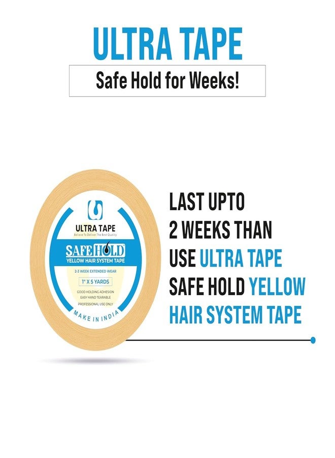 SAFEHOLD Hair Patch Yellow Tape Ultra Hold Double-Sided Waterproof Tape for Wigs and Hair Patches Cotton-Cloth Adhesive with Maximum Hold up to 2 Weeks (1 INCH * 5 YARDS) - Image 3