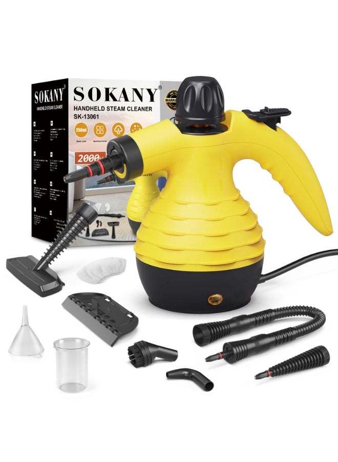 sokany High Pressure Steam Cleaner 250ml，Material,Portable Household Kitchen Handheld Steam Cleaner with Safety Lock,9 Accessory Kit - Image 1