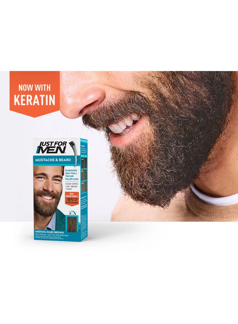 Just For Men Mustache & Beard – Beard Dye For Men, Medium Dark Brown, M-40, Easy Brush-In Gel With Biotin, Coconut Oil, And Aloe For Soft, Strong Facial Hair  - Image 2