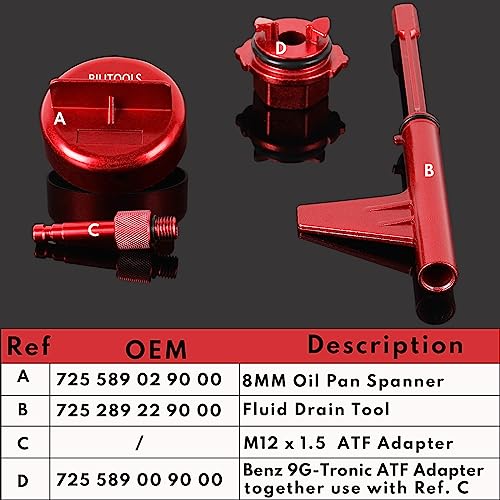 BILITOOLS Transmission Fill Adapter Aluminium, Compatible with Mercedes Benz 725.0 9G-Tronic 9-Speed Transmission Fluid ATF Oil Filling Oil Change Tool - Image 2