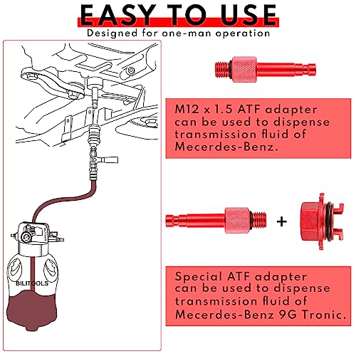 BILITOOLS Transmission Fill Adapter Aluminium, Compatible with Mercedes Benz 725.0 9G-Tronic 9-Speed Transmission Fluid ATF Oil Filling Oil Change Tool - Image 4
