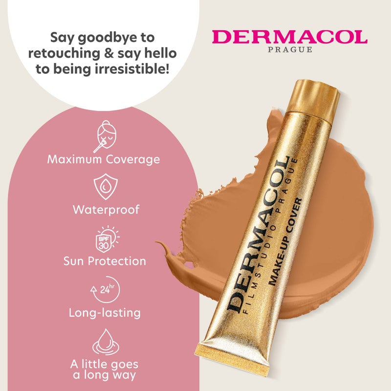 Dermacol - Full Coverage Matte Foundation with SPF 30, Waterproof Foundation for Oily Skin, Acne, & Under Eye Bags, Long-Lasting Makeup, 30g - Shade 224 - Image 3