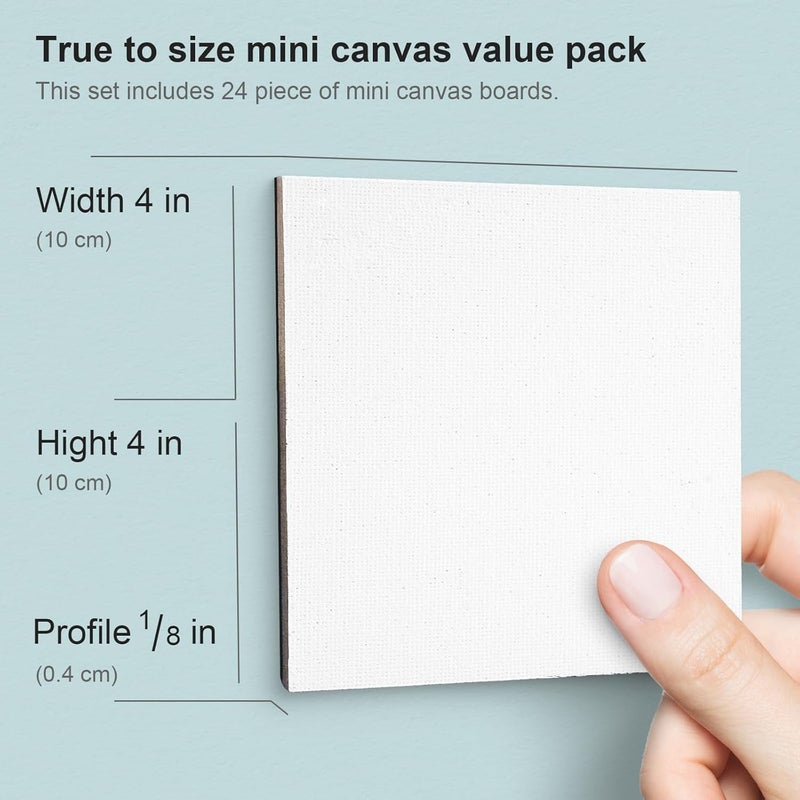 AUREUO Mini Magnetic Canvas Panel 4x4 Inch / 24 Pack - Small Square Flat Canvas Board with Magnet Back Art Gift Set, Bulk Pack Tiny Thin Canvases for Christmas Painting & Craft - Image 2