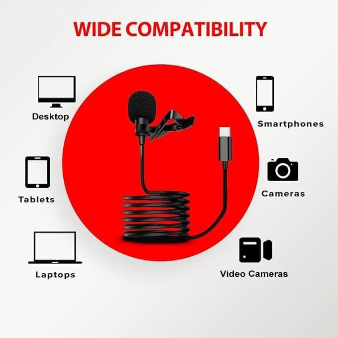 Humble HB-C01 Lavalier Lapel Condenser Mic for Android, USB Type C Microphone for YouTube Vlogging Facebook Interview Livestream Video Recording and All(1.5 Meter) - Image 4