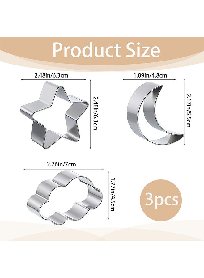 3PCS Stainless Steel Star Moon Cloud Cookie Cutter Set, Cute Biscuit Cutters for Birthday Cake Cupcake Party Decorations - Image 2