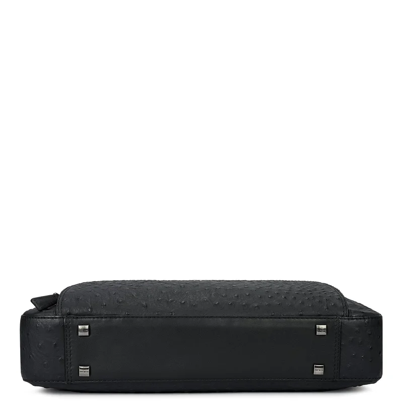 Da Milano black Ostrich Leather Laptop Bag - Black  | Best Price UAE