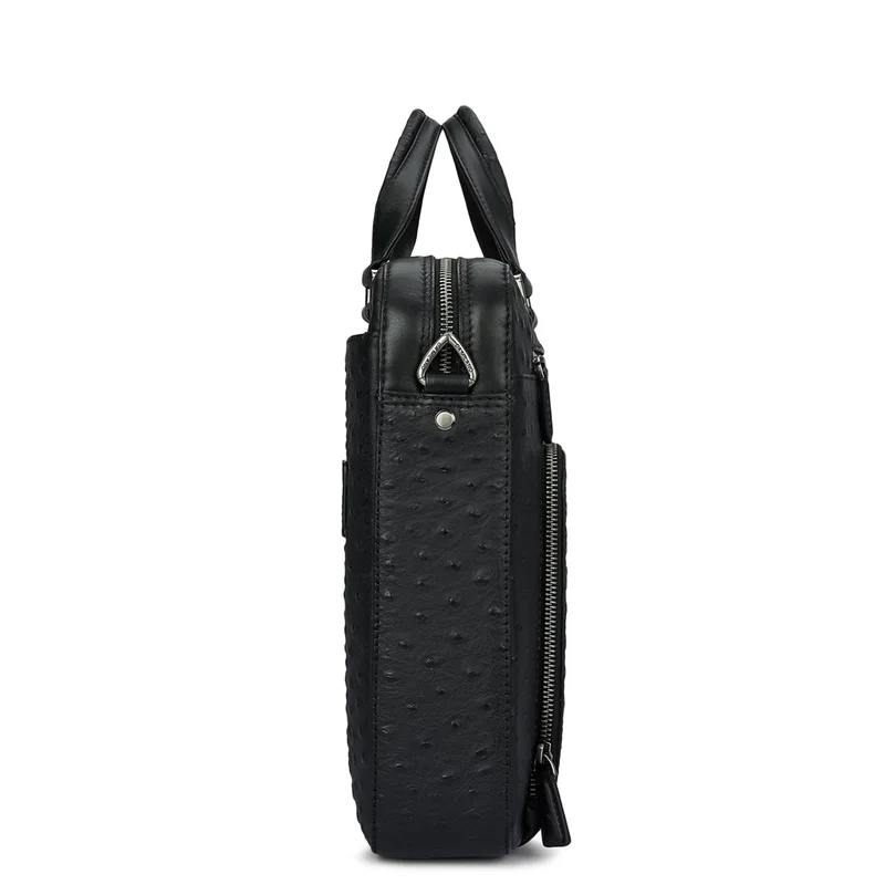 Da Milano black Ostrich Leather Laptop Bag - Black  | Best Price UAE