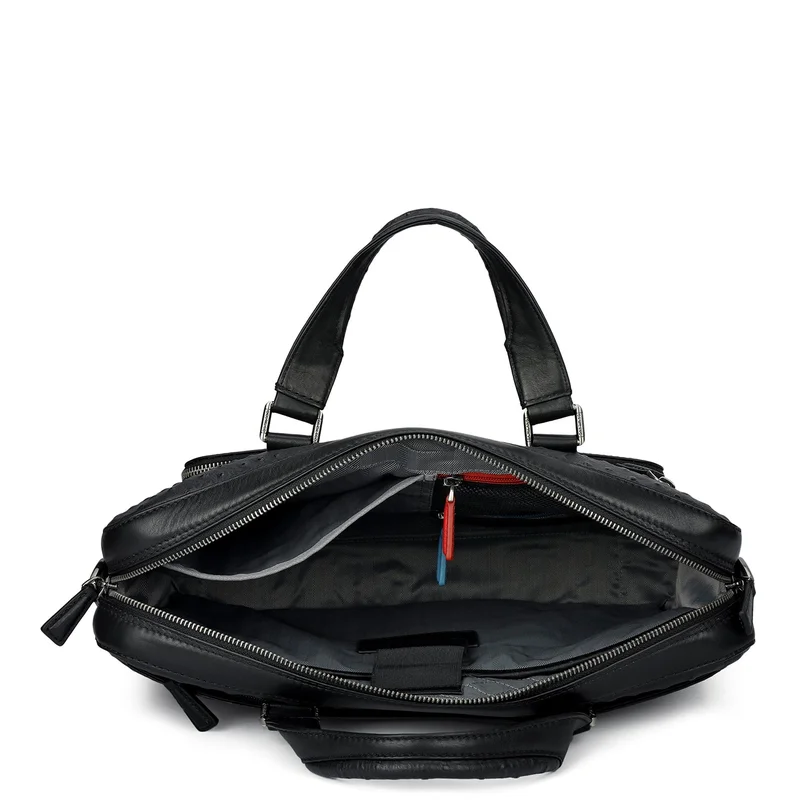 Da Milano black Ostrich Leather Laptop Bag - Black  | Best Price UAE