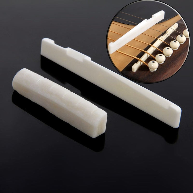 Musical String Fresh Buffalo Bone Bridge Sadle And Sloted Nut For 6 String Acoustic Guitar For 100% Sound Produce Of Guitar - Image 2
