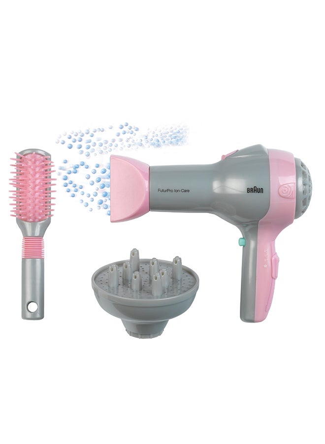 كلاين تويز Braun Hairdryer With Diffuser And Brush, With Battery-Powered Hairdryer I Lots Of Hairdressing And Styling Accessories I Gift Toys For Girls I Toy For Children Aged 3 Years And Up - Image 2