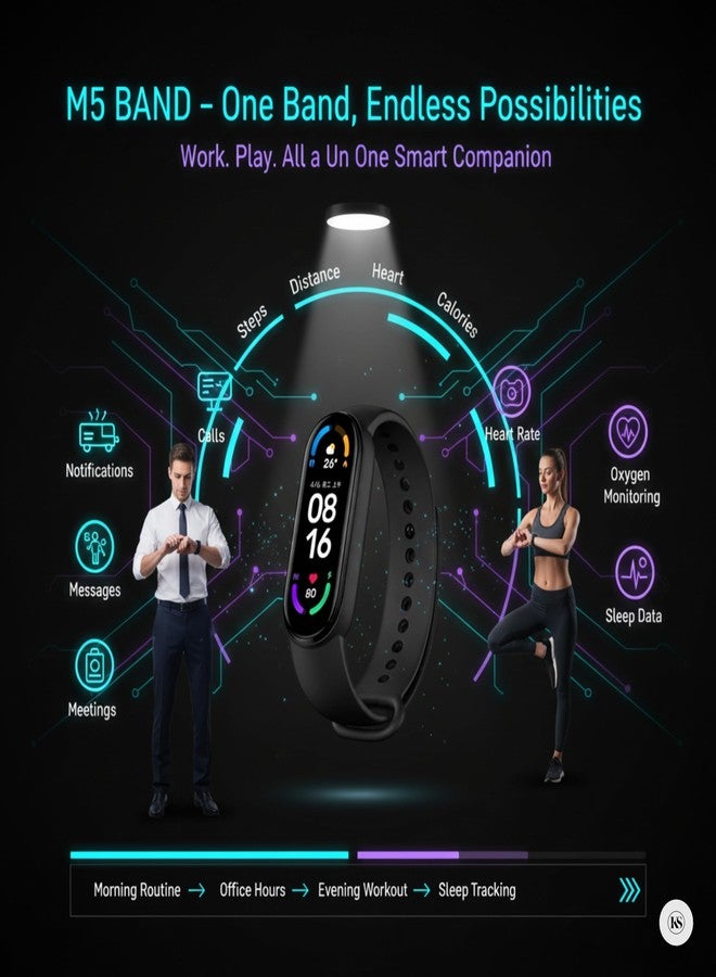 Drumstone (6+4 Years Warranty Only Today M5 Smart Fitness Band | Heart Rate & Sleep Monitor, Step Counter, Call & Message Alerts | Activity Tracker for Men, Women & Teens - Image 2