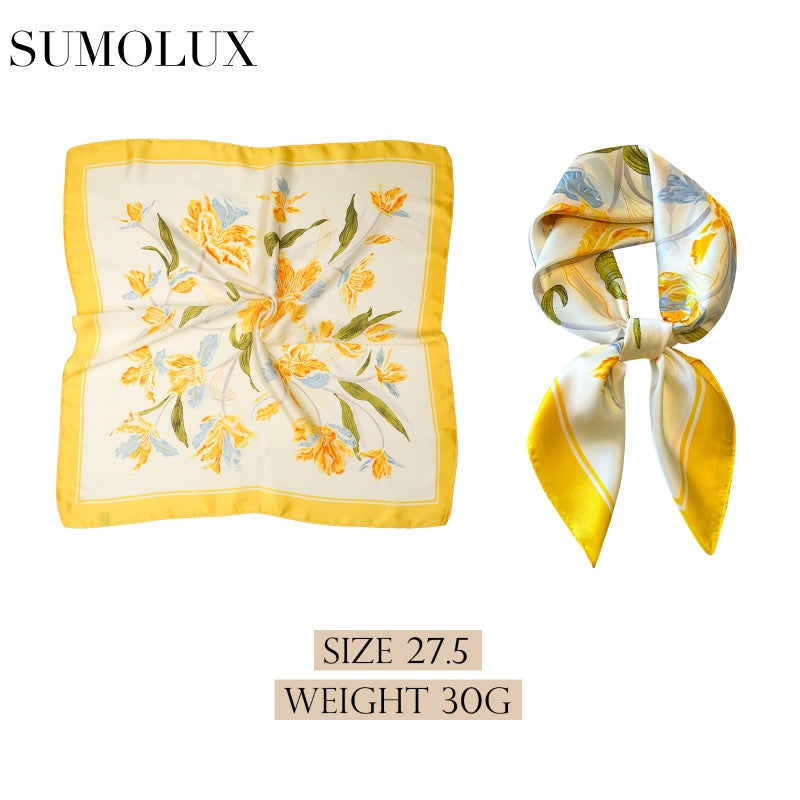 Sumolux Head Hair Scarf for Women Like Satin Silk Scarf Bandana Hair Wrapping Night Large Square Scarves 27.5" - Image 2