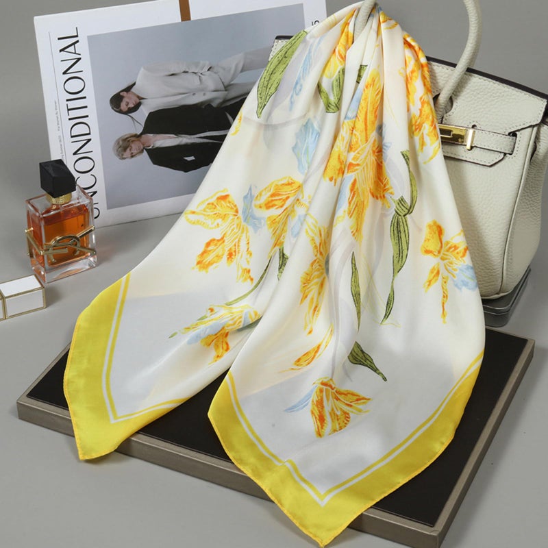 Sumolux Head Hair Scarf for Women Like Satin Silk Scarf Bandana Hair Wrapping Night Large Square Scarves 27.5" - Image 5