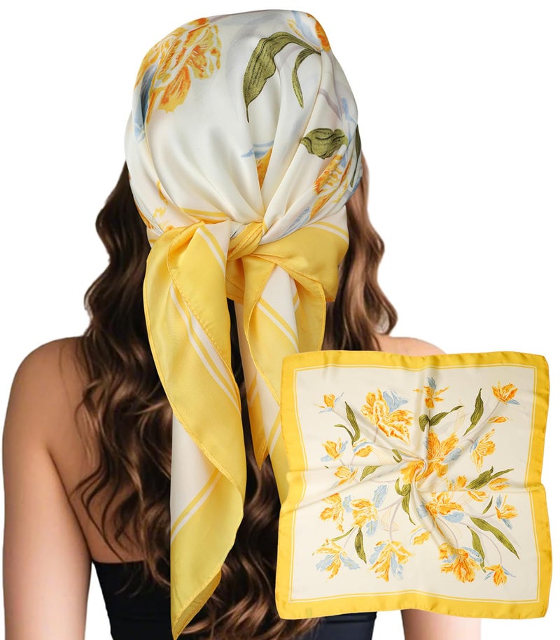 Sumolux Head Hair Scarf for Women Like Satin Silk Scarf Bandana Hair Wrapping Night Large Square Scarves 27.5" - Image 1