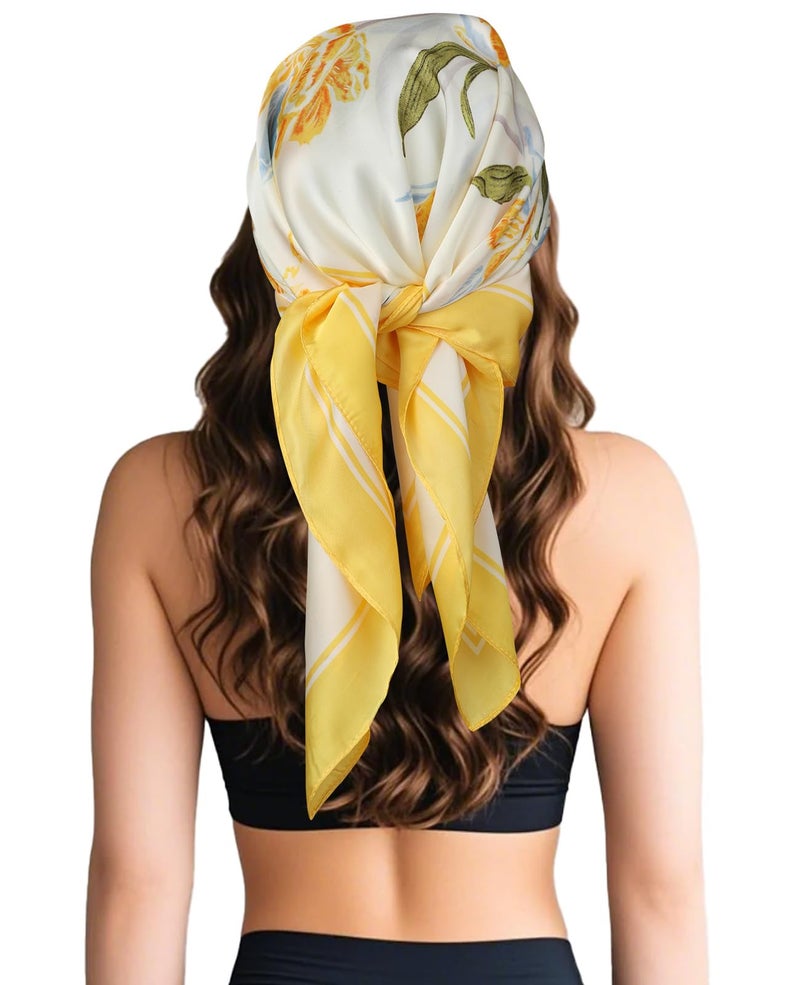 Sumolux Head Hair Scarf for Women Like Satin Silk Scarf Bandana Hair Wrapping Night Large Square Scarves 27.5" - Image 4