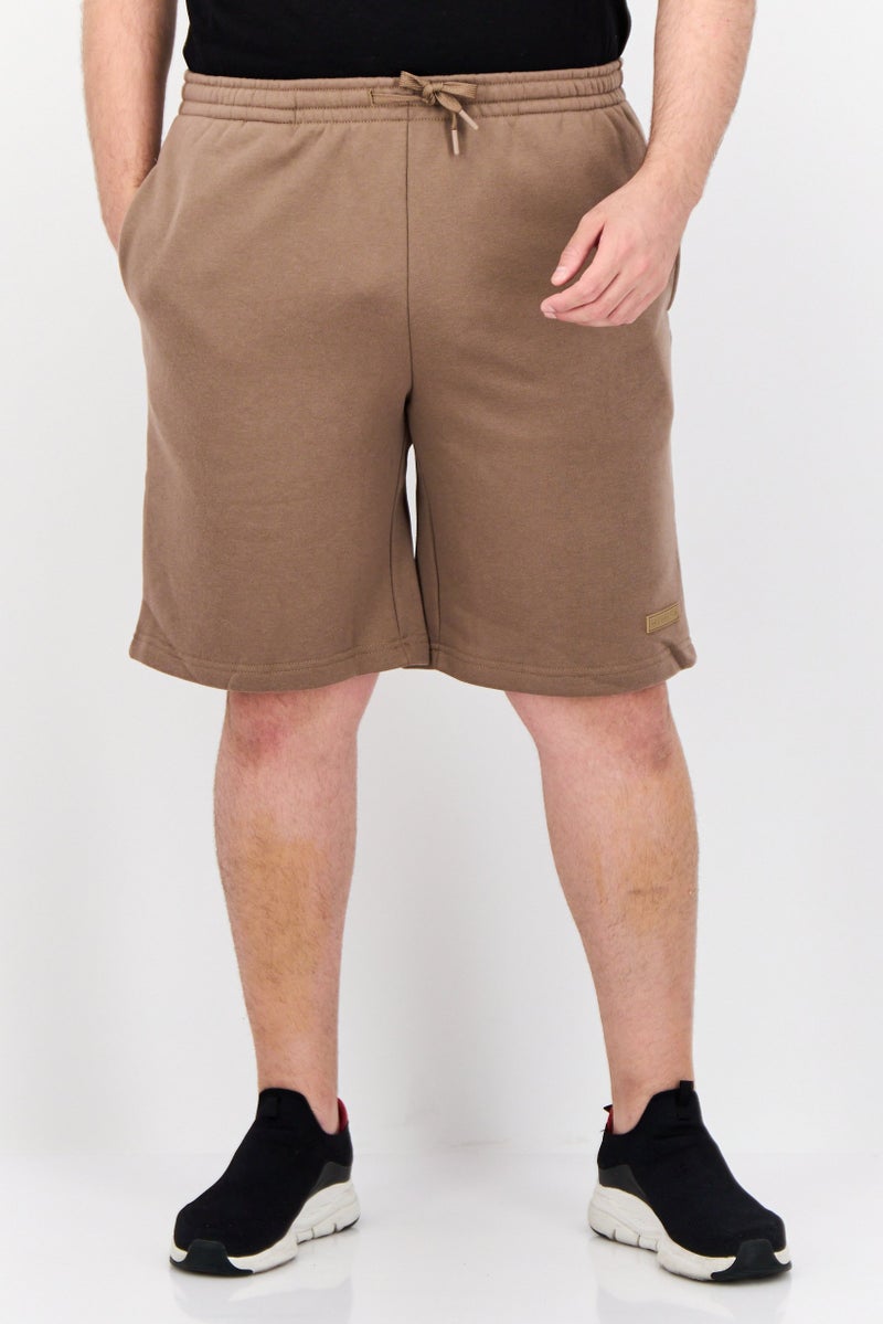 Core Elements Men Brand Logo Basic Shorts, Brown - Image 1