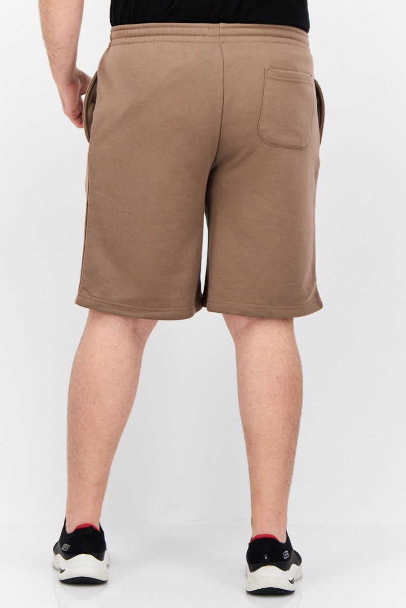 Core Elements Men Brand Logo Basic Shorts, Brown - Image 3