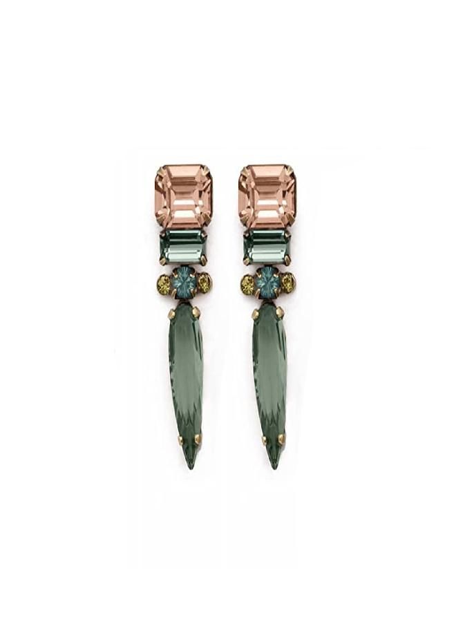 Sorrelli Sorrelli Spiked Drop Earrings, Rhinestone Dangling Earring, Vintage Inspired Crystal Studs, Pierced, Antique Gold-Tone Finish, Legacy Stone Pop  - Image 1