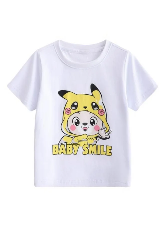 YUNIQEE White Printed Short Sleeve Crew Neck T-Shirt