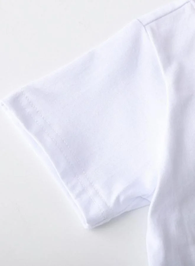 YUNIQEE White Printed Short Sleeve Crew Neck T-Shirt