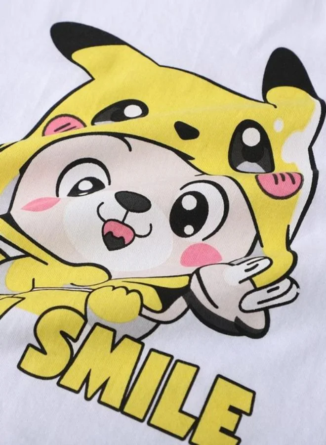 YUNIQEE White Printed Short Sleeve Crew Neck T-Shirt