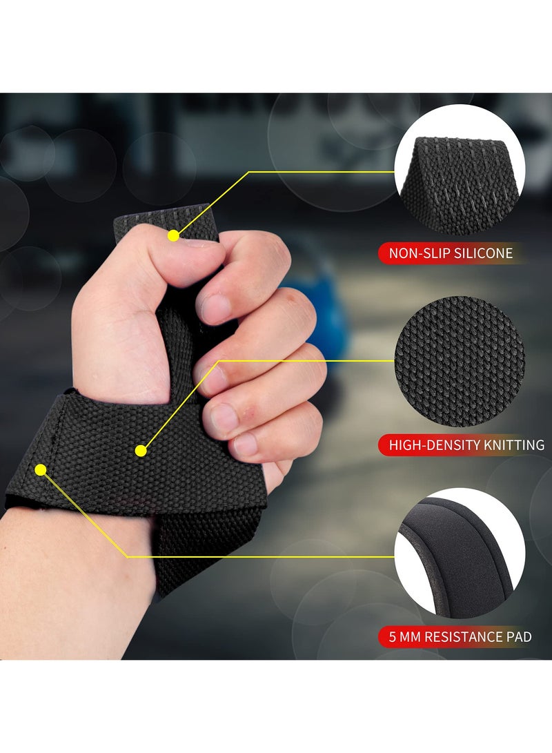 SKDK Non-Slip Silicone Lifting Straps, Straps for Gym, Weightlifting, Wristbands Gym Straps for Gym Women, Men, Weightlifting, Bodybuilding, Strength Training,Cotton Hard Pull Wrist Lifting Straps Grips Band-Deadlift Straps with Neoprene Cushioned Wrist Padded and Anti-Skid Silicone - for Weightlifting, Bodybuilding,  Strength Training ,Lifting Wrist Straps For Improved Grip - Image 2