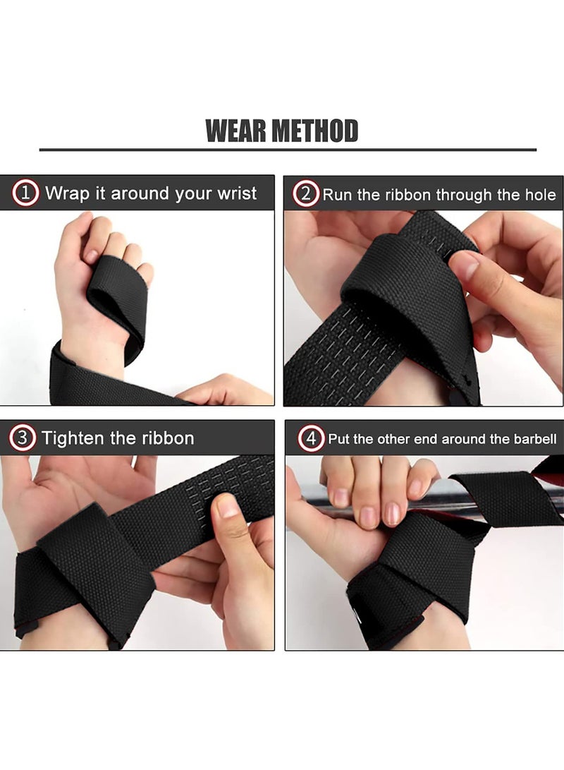 SKDK Non-Slip Silicone Lifting Straps, Straps for Gym, Weightlifting, Wristbands Gym Straps for Gym Women, Men, Weightlifting, Bodybuilding, Strength Training,Cotton Hard Pull Wrist Lifting Straps Grips Band-Deadlift Straps with Neoprene Cushioned Wrist Padded and Anti-Skid Silicone - for Weightlifting, Bodybuilding,  Strength Training ,Lifting Wrist Straps For Improved Grip - Image 3