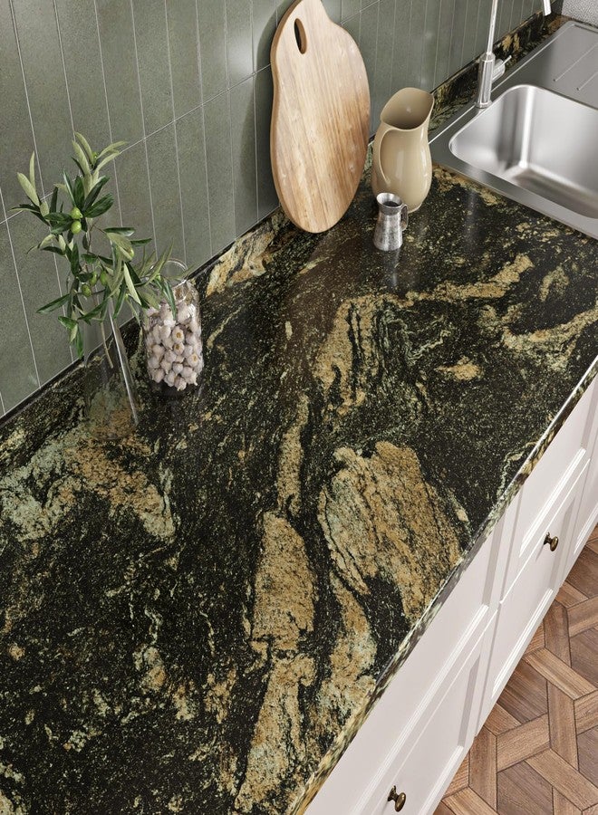 Wallercity Marble Contact Paper for Countertops Waterproof Glossy Black Marble Wallpaper Peel and Stick Shiny Kitchen Counter Contact Paper for Kitchen Tables Blacksplash Vinyl Roll 15.8 x 236 in - Image 1